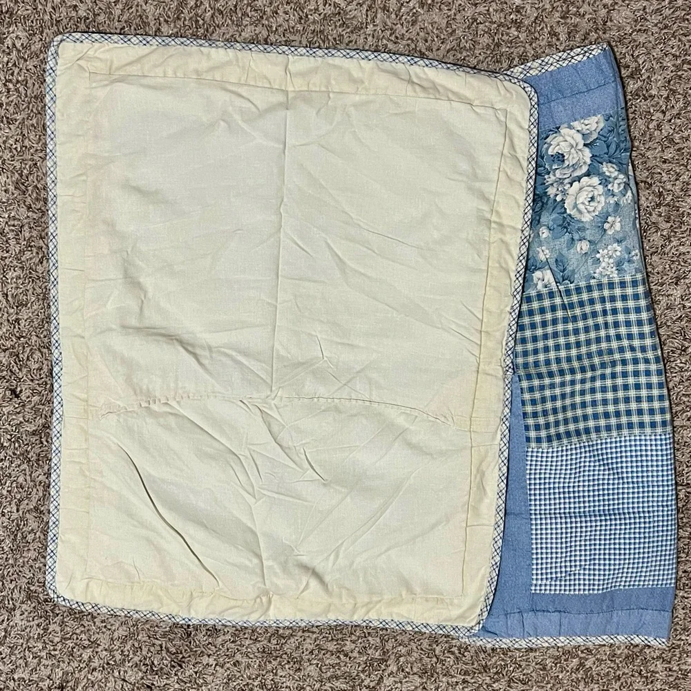 2 Blue Patchwork Quilt Pillow Shams